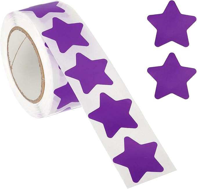 PATIKIL Star Stickers Roll 1", 500 Pcs Self-Adhesive Reward Stickers for Classroom Teacher Supplies and DIY Craft, Purple