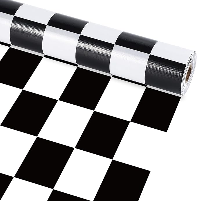 Black Checkered Bulletin Board Roll Reusable Waterproof Erasable Black White Retro Non-Woven Fabric Bulletin Board Roll Checkered Flag Poster for Teacher Classroom Decors Wrap Crafts 15.75" x40ft