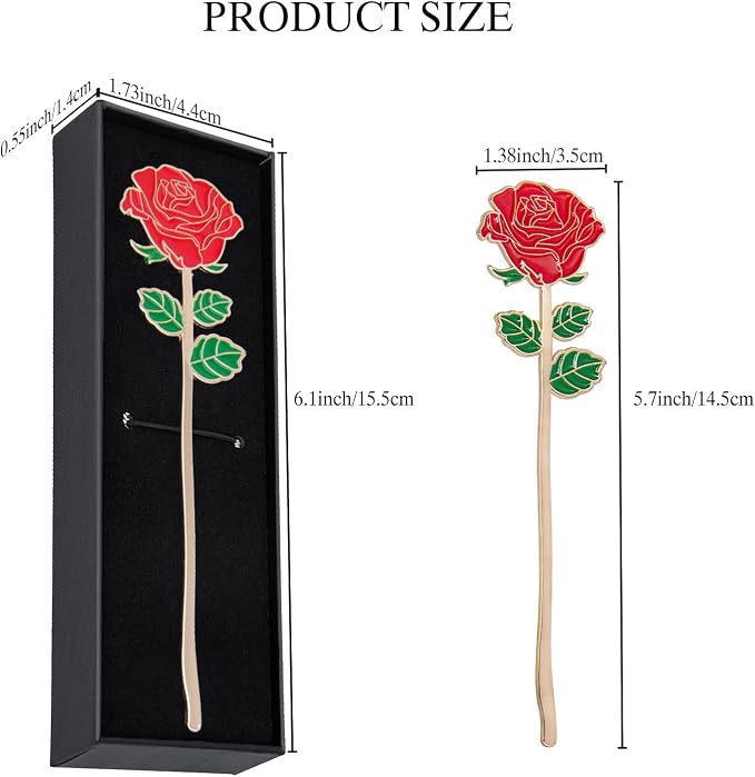 Metal Red Rose Bookmark Gift, Bookmarks for Women Mother's Day, Girlfriend and Friend Graduation, Teacher's Day, Thanksgiving, Cute Bookmarks GiftFor Book Lovers