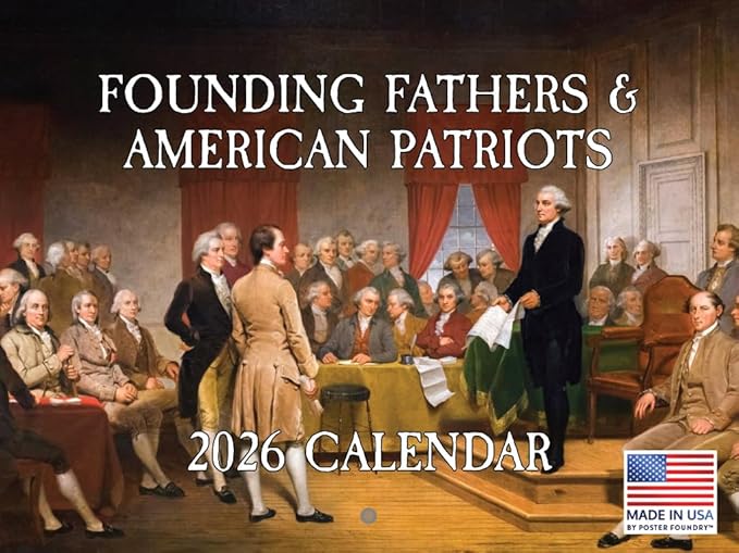 Founding Fathers Calendar 2026 Patriotic American History Monthly Wall Calender 12 Month | American Made In The USA