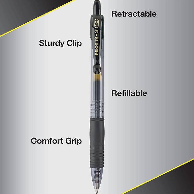 PILOT G2 Premium Gel Pens, Black Pens, Bold Point 1 mm, 4 Black, (Pack of 2)