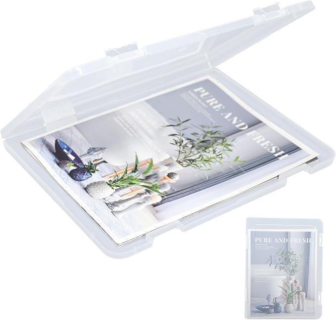 A4 Paper Holder Portable File Box Clear Plastic Document Case Waterproof Dustproof PP Storage Folder Magazine Filing Organizer Office/School Supplies(1-pack-clear-updated)