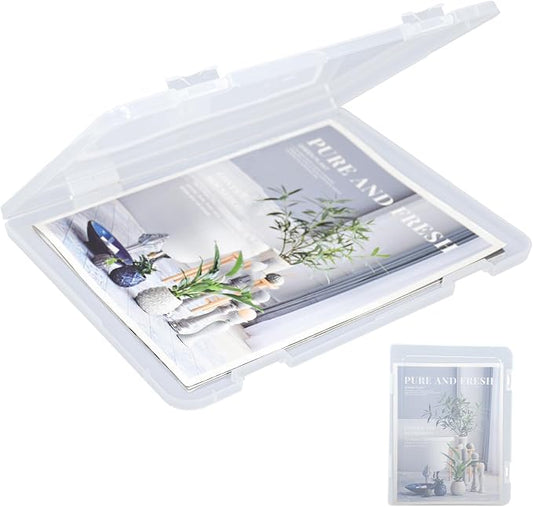 A4 Paper Holder Portable File Box Clear Plastic Document Case Waterproof Dustproof PP Storage Folder Magazine Filing Organizer Office/School Supplies(1-pack-clear-updated)