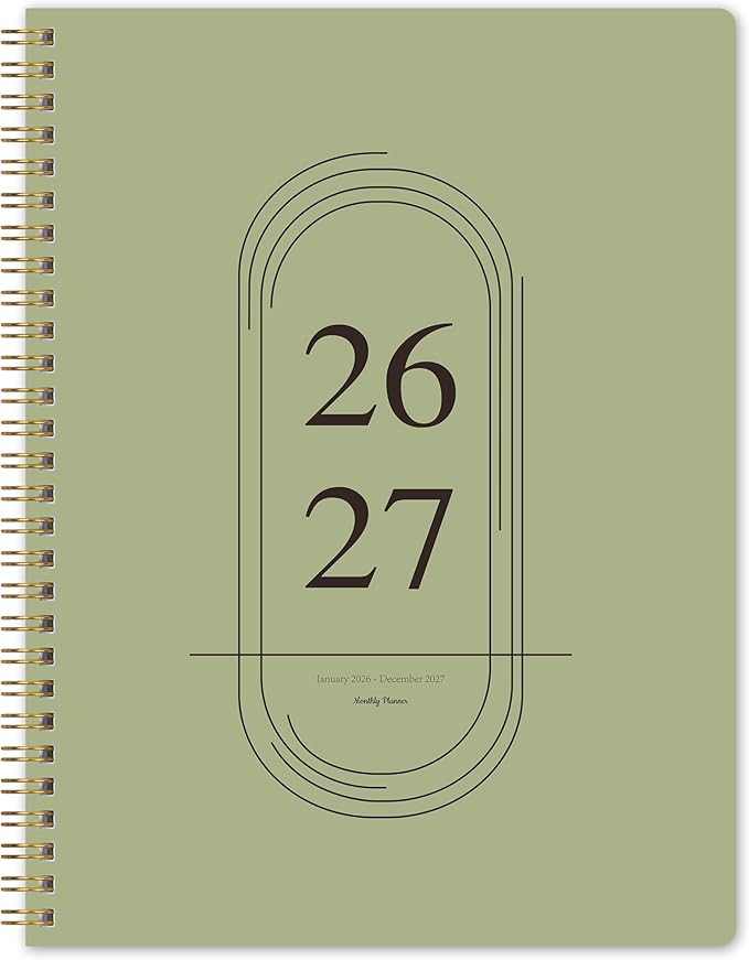 2026-2027 Monthly Planner - 2 Year Monthly Planner 2026-2027, Jan 2026 - Dec 2027, 7" x 9", 2 Year Calendar with 24 Month, Twin-wire Binding, Note Pages, Green
