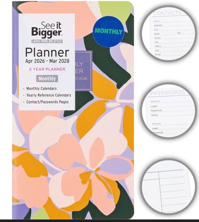 PlanAhead See It Bigger April 2026. - June 2028 Monthly POCKET 2 Years Planner, and 6 in - 1 Colorful Ballpoint Pen from TheBeliver LLC (Size 6.75 x 3.75)