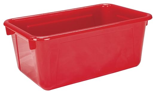 School Smart Sturdy Plastic Storage Tray, Multifunctional Design for Classroom, Home, and More, Standard Cubby Size, Red