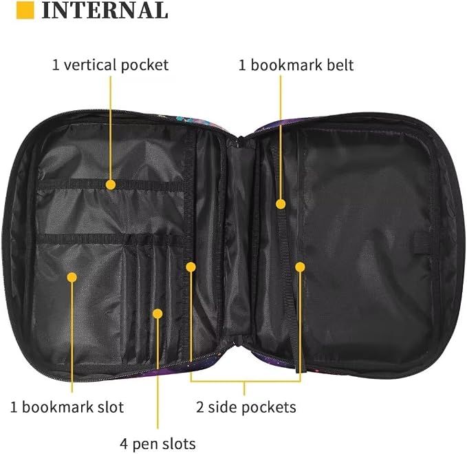 Coldinair Outer Space Planets Bible Cover Case for Kids Teen,Carrying Book Cover Bible Holders with Handle and Zippered Pocket,Fits for Standard/Large Size Bible