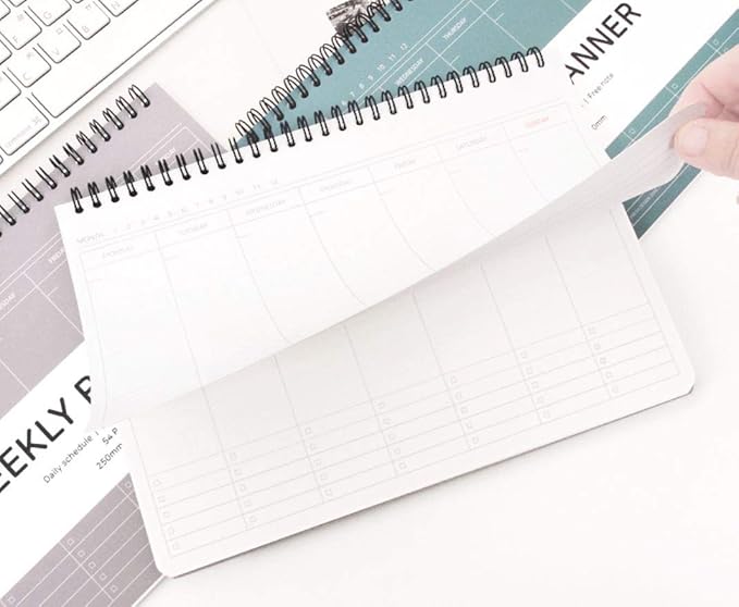 Elite Check Weekly Planner - Wirebound Undated Weekly & Daily Scheduler, Check Box, Free Note / 250 x 170 mm (Mocha Pink)