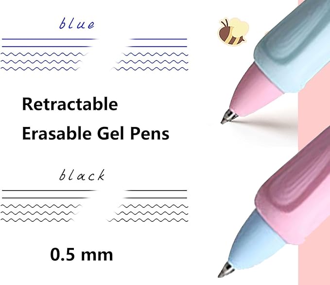 YYaaloa 8pcs Cute Retractable Erasable Gel Pens Fine Point 0.5mm Blue Black Inks Make Mistakes Disappear for Writing Planner and Crossword Puzzles (Multicolor)