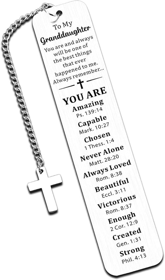 Granddaughter Gifts from Grandma, Birthday Graduation Gifts for Granddaughter Bookmarks, 16th 18th Birthday Gifts for Grand Daughter, Best Christian Baptism Gift for Grand Daughter Teen Girls
