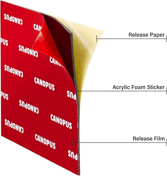 CANOPUS Mounting Square Tape Double Sided, Adhesive Pads Foam Tape, Made in USA, 5952 Roll, 8-PCs 2 in x 2 in Square Pack, with Box Cutter (1PC) and Razor Replacement (2PCs)