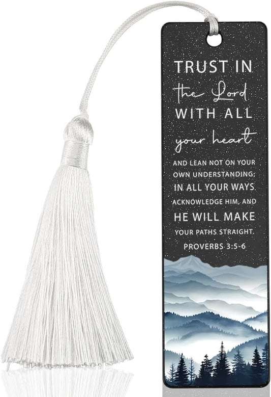Christian Trust - Inspiring Bookmark, Inspirational Gift for Believers, Uplifting Present for Spiritual Readers, Faith - Based Reading Gift, Unique Mountain & Scripture Design Bookmark, WCB51
