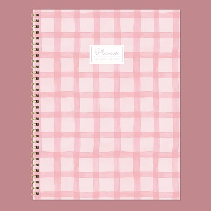 TF Publishing July 2026 - June 2027 Perfectly Pink Large Weekly Monthly Planner - 12 Month Academic Planner 2026-2027 with Durable Cover, Thick White Colored Paper, and Planning Stickers - 9in x 11in