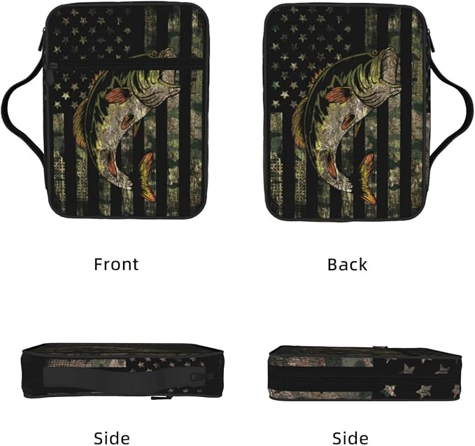 Camouflage Hunting Tactical Camo American Flag Bible Cover Case Carrying Book Protector Case Bible Study Supplies Accessories Holder Case Christian Gift for Women Men