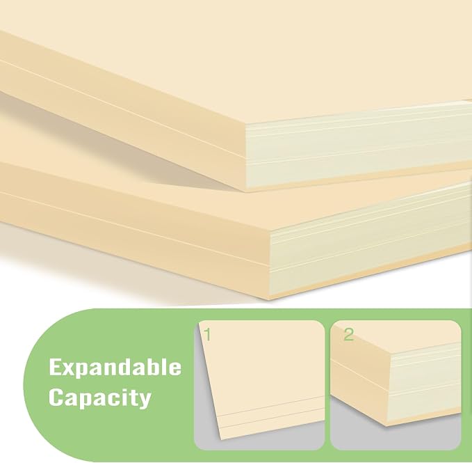 Woodlake Manila File Folders 8.5 x 11 Letter Size, 220gsm Paper Filing Folders with 1/3 Cut Tabs, 100 Pack Manila Folders for Office, School, Home, Business & Document Organization, Made in USA