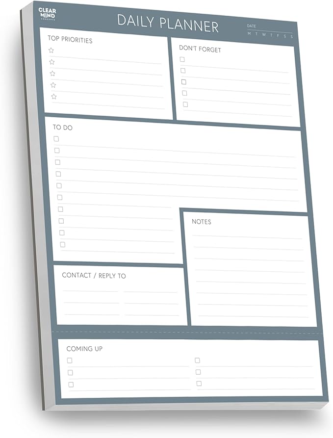 Daily Planner Desk Pad, Undated Tear Off To Do List Notepad with Priorities and Notes, Thick 120gsm Paper, 100 Sheets, Large Desk Writing Pad for Work Office, 8.3 x 11.3