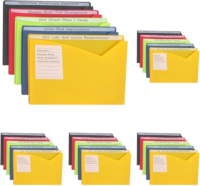 C-Line Write-On Poly File Jackets, Straight Tab, Letter Size, Assorted Colors, (Pack of 125)
