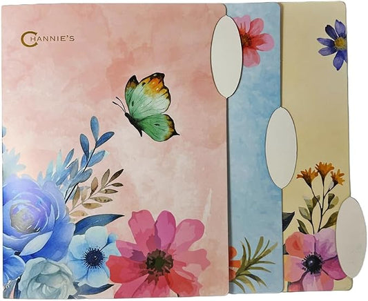 Channie’s Premium File Folders – 6-Pack Pastel Floral Design with Butterflies & Dragonflies – 8.75” x 10.25” Decorative Office Folders for Home, School & Workspace Organization