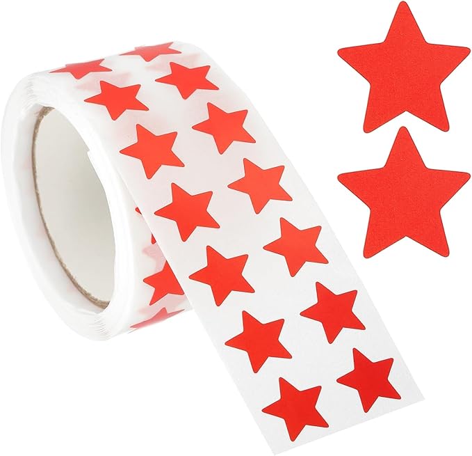 PATIKIL Star Stickers Roll 1/2", 1000 Pcs Self-Adhesive Reward Stickers Star Labels for Behavior Chart Classroom Teacher Supplies and DIY Craft, Red