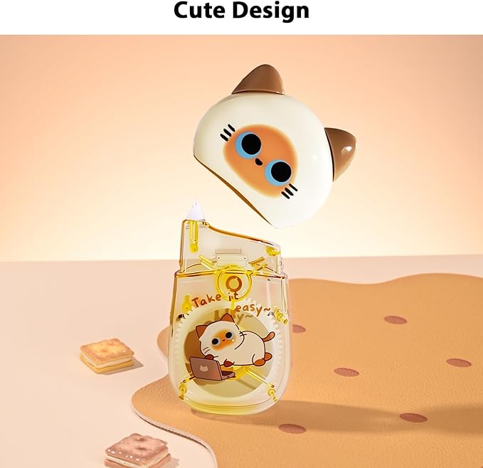 Cute Cat White Correction Tape Kawaii Extra-Long Correction Tape – 98ft (30m) Each with Aesthetic Cute Cartoon Cat Applicator for Back To School Office Supplies