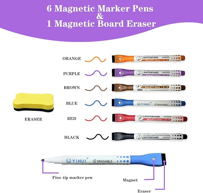 Magnetic Whiteboard for Fridge White Board 12"X8" 4 Pack Magnetic Dry Erase Board with 6 Markers & 1 Eraser Home Kitchen Blank Notepad Small Whiteboard for Organizer and Planner