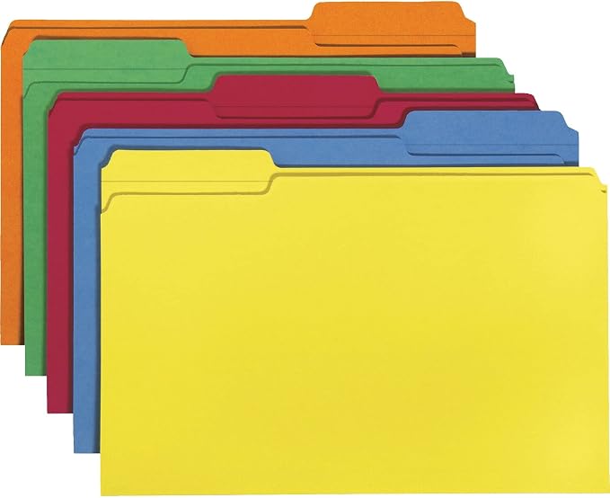 Smead Colored File Folder, 1/3-Cut Tab, Legal Size, Assorted Colors, 100 per Box (16943)