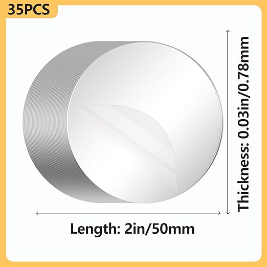 35PCS Heavy Duty Double Sided Adhesive Mounting Circle Tape, Waterproof Strong Clear No Residue Removable Tape for Hanging, Wall Mounting, Home Decor & Shower