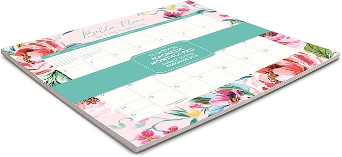 Orange Circle Studio 2026 Magnetic Monthly Fridge Calendar, Bella Flora, August 2025 - December 2026, 9.5" x 8.4", Daily Aesthetic Planner Notepad with Magnet for Refrigerator, Easy Organizer for Grocery List, Appointments