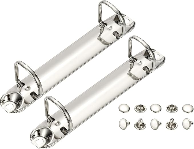 PATIKIL B7 2 Hole Ring Binder Mechanisms, 2 Set 0.79" D Ring Replacement Binder Planner Loose Leaf Binding Spines for Organizers DIY Fill Paper Storage Folder Accessories, 20mm Silver Tone