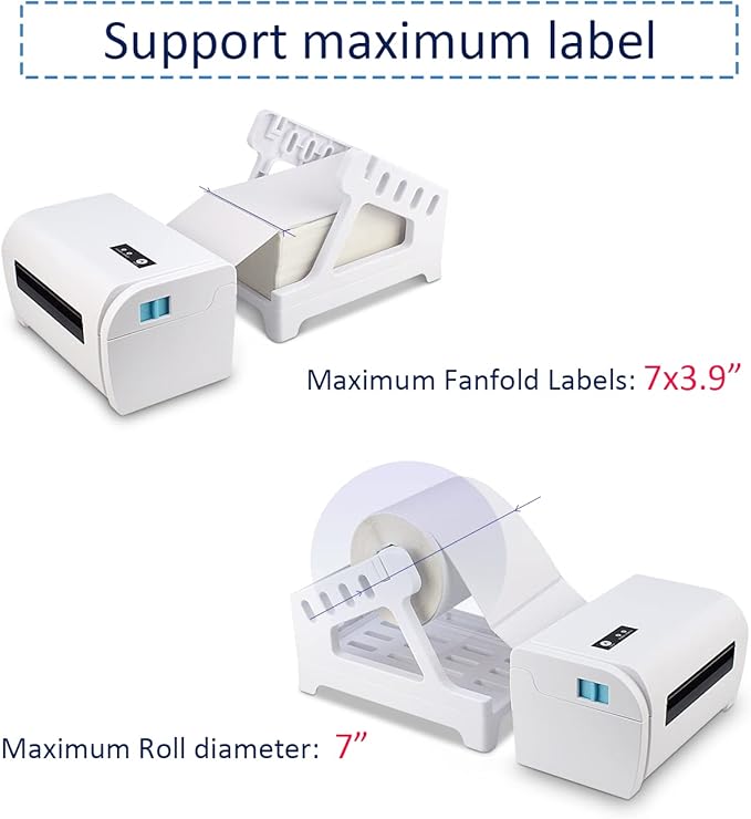 Label Holder, Thermal Label Holder for Rolls and Fan-Fold Labels, Shipping Label Roll Holder,Work with Desktop Label Printer for Office and Home (Black)