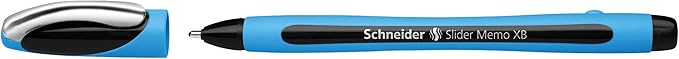 Schneider Slider Memo XB (Extra Broad) Ballpoint Pen, 1.4 mm, Light Blue Barrel, Black Ink, Blister Pack of 4 Pen (75023)