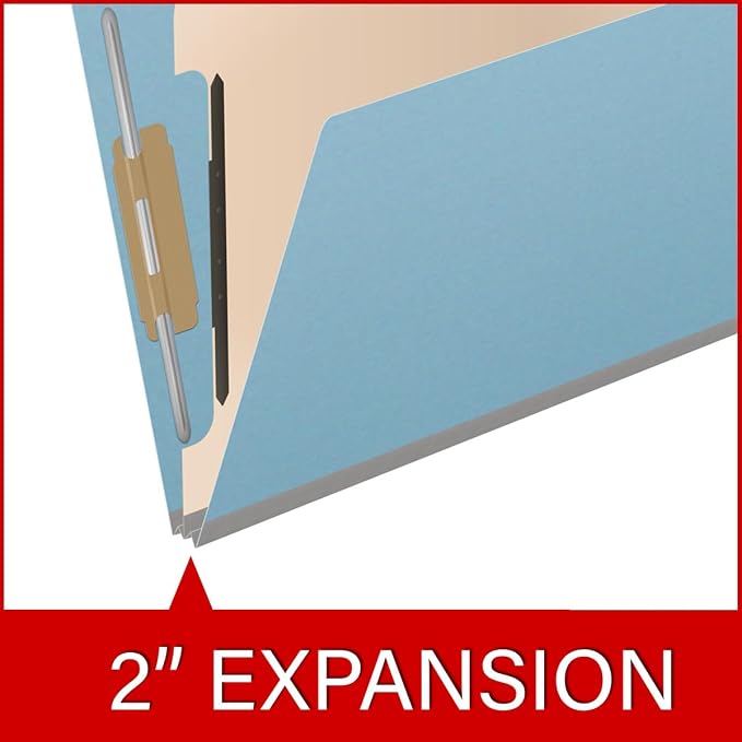 25 Pt. Pressboard Classification Folders, Full Cut End Tab, Letter Size, 1 Divider, Light Blue (Box of 10)