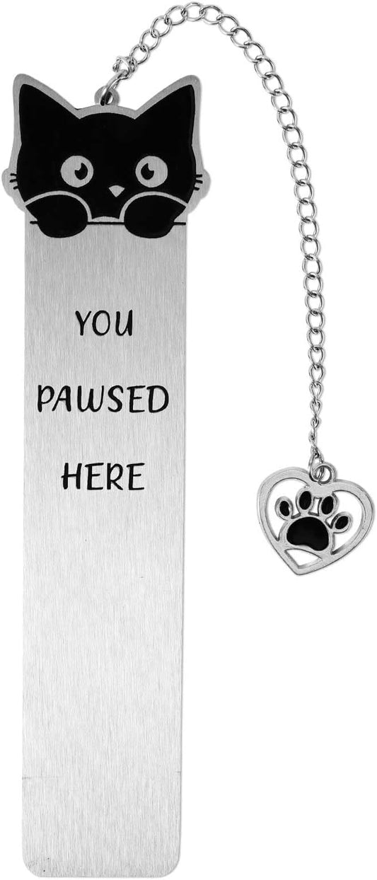 Cat Bookmark, Zinc Alloy Kitten Pet Book Marker for Women Cute Bookmark Cat Lovers Bookish Gift Funny Animals Book Mark with Heart Pendent for Reading Lovers
