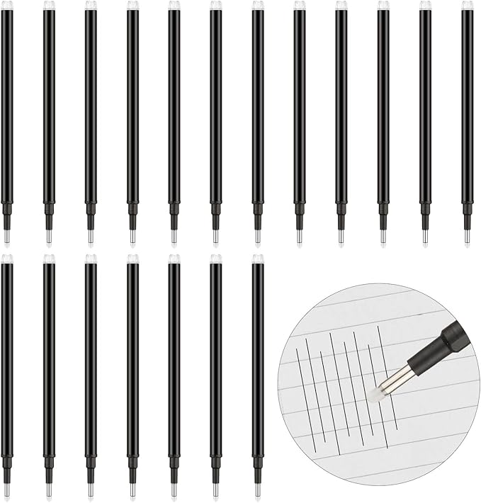 Zonon 24 Pcs Erasable Pen Refills 0.7 mm Gel Ink Refills Medium Fine Point Erasable Pens Lead for Writing Planner and Crossword Puzzles(Black)