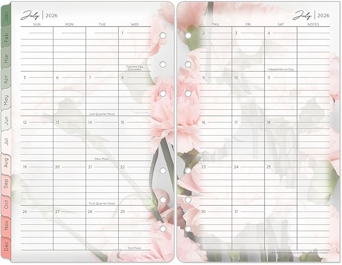 FranklinCovey - Blooms Ring-Bound Planner Refill - Two Page Per Day (Compact, Jul 2026 - Jun 2027)