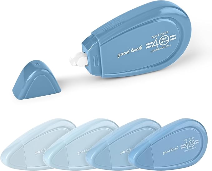 5pcs White Correction Out Tape, 32.81 Feet Cute Correction Tape for Instant Corrections, Easy to Use Applicator for Office and School Supplies (Blue)
