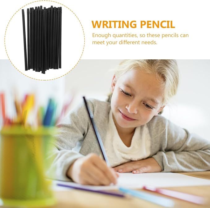 LALAFINA 24Pcs Wooden Pencils with Erasers Black Lead 6.5 Inch Long Writing Drawing Sketching Pencils for School Office Art Supplies