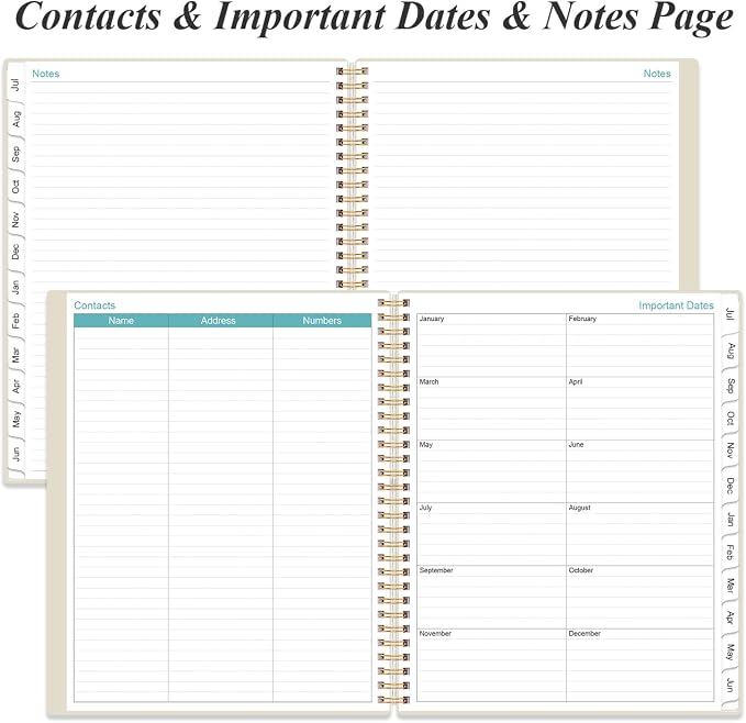 Planner 2026-2027 For Women & Men - Monthly and Weekly Calendar Planner from July 2026 - June 2027, Student Planning with 12 Tabs for Office School Supplies, Inner Pocket, 8.5" x 11", Beige