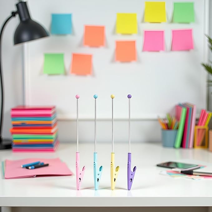 4Pcs Multicolour Stochastic Metal Wire Alligator Clip Metal Note Clip Long-Tailed Alligator Clamp Photo Holder Clip for Card,14.1 * 1.2cm Memo Holders Desk Accessories and Workspace Organizers