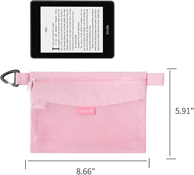 pack all Water-resistant Material Zipper Pouch, Mesh Zipper Bags for Storage, Travel, Office (Pink, Small)