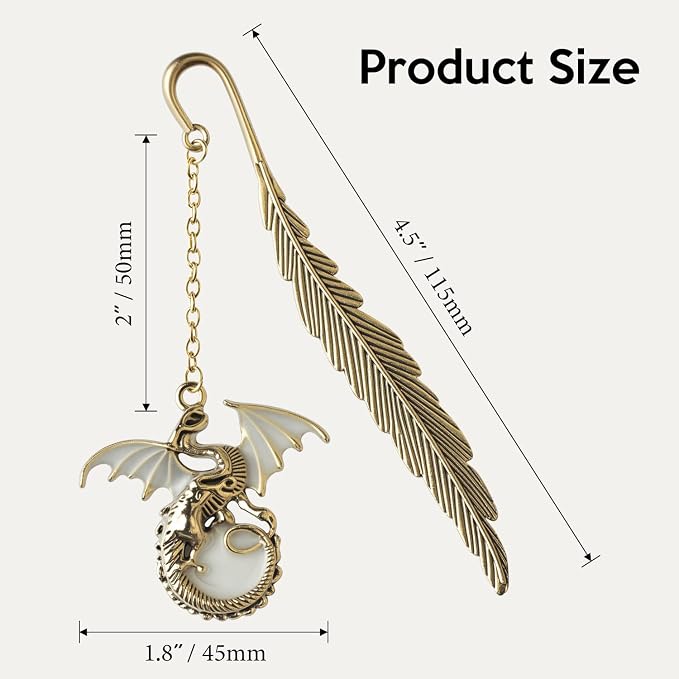 Fantasy Fourth Wing Metal Bookmark Glow in The Dark, Cool Dragon Bookmark Gifts for Women Men Book Lovers Readers (Gold Dragon)
