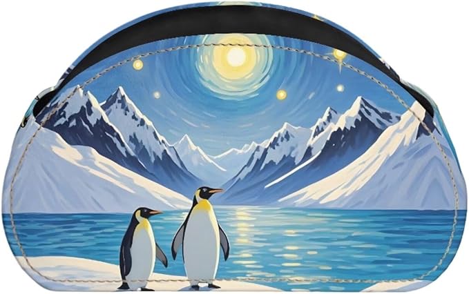 Forchrinse Penguin Ice Ocean Remote Control Holder with 5 Compartments-PU Leather Remote Caddy Desktop Organizer Storage for Remote Controllers,Office Supplies