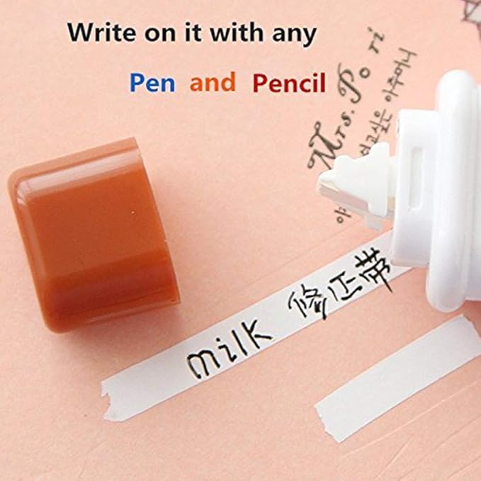 4PCS Milk Bottle Style Correction Tape,Cute Kawaii Stationery Tear Resistant White Tapes for School Office Supplies(Random Color)