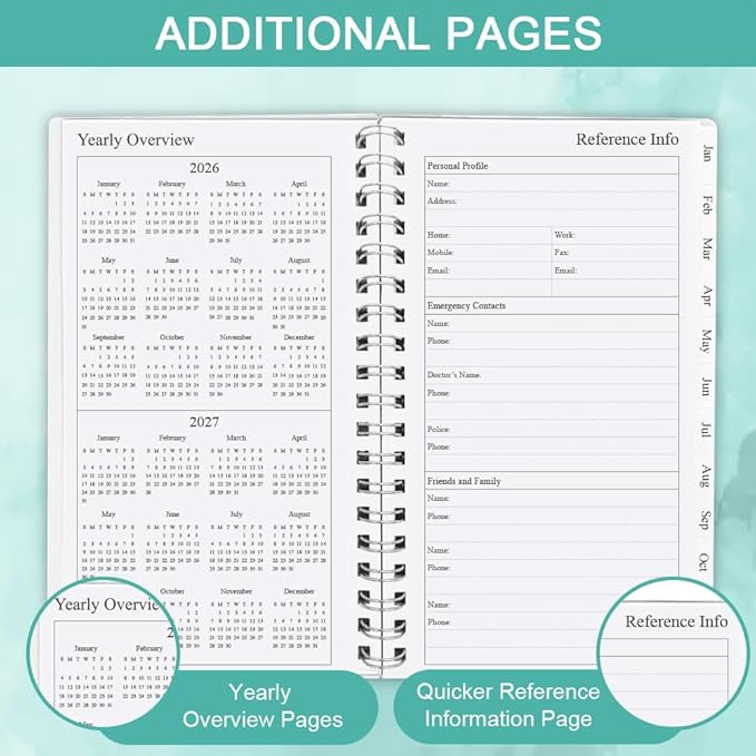 2026 Pocket Planner/Calendar - A6 Weekly & Monthly Organizer Notebook & Journal to Track Goals, Easy to Organize Your Daily Life, Medium 3.75" x 6.75", Teal