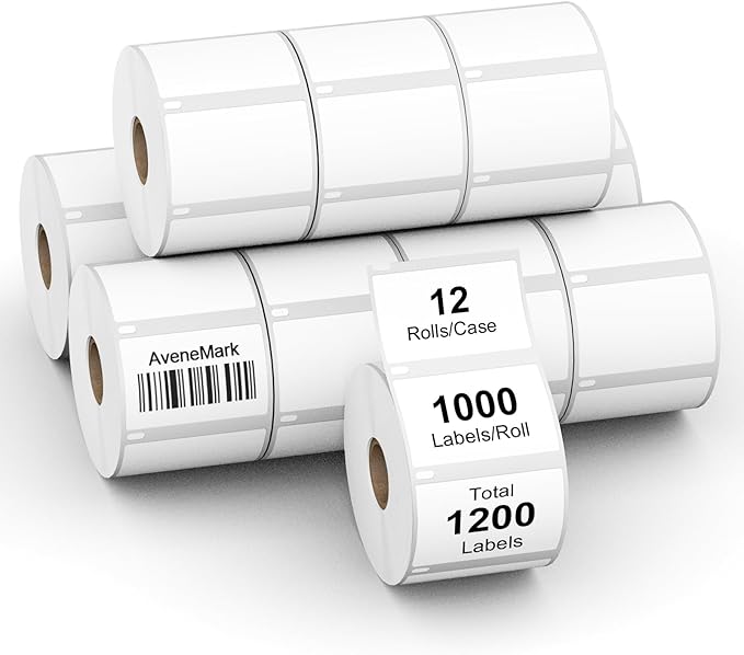 12 Rolls Compatible Direct Thermal Labels Replacement for DYMO 30334 (2-1/4" X 1-1/4") Barcode, AveneMark Address Postage Label Use with DYMO Labelwriter 450, 450 Turbo, 4XL Printers(1000 Labels/Roll)