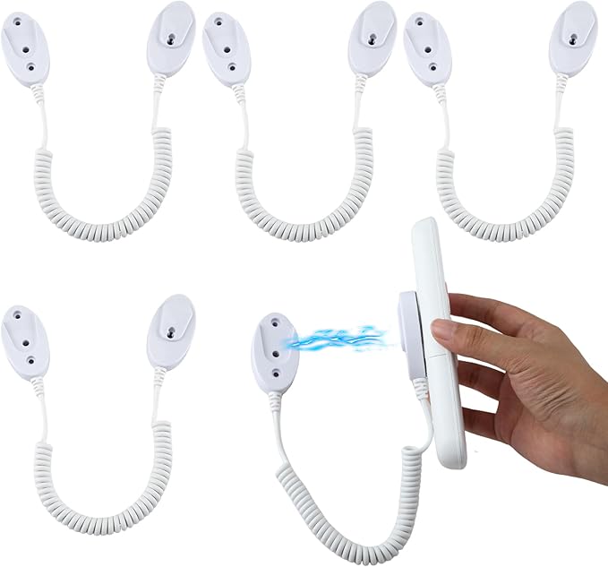 Magnetic Remote Leash Control Holder with Security Cable, Retractable Tidy Anti-lost Rope Organizer Easy Installation Stable Suitable for Projector TV Fan and Air Conditioner Remotes (4Pcs White, S)