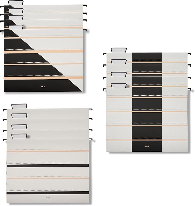 12 Pack Hanging File Folders Filing Cabinet Organizer Letter Size 1/5 Cut Adjustable Tabs Decorative for Home Office School Classroom