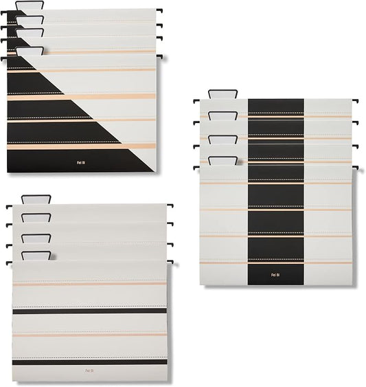 12 Pack Hanging File Folders Filing Cabinet Organizer Letter Size 1/5 Cut Adjustable Tabs Decorative for Home Office School Classroom
