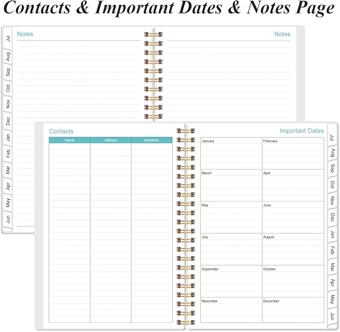 2026-2027 Daily & Monthly Planner, One Page Per Day, Daily Planner 2026-2027 from July 2026 to June 2027, Planner 26-27 with Monthly Tabs, Inner Pocket, 6.4" x 8.5", Rose Leaf