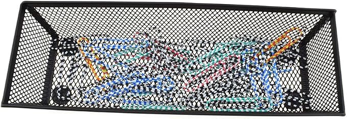 HAHIYO Stackable Mesh Tray Cup 9 x 3 x 2 inches Sturdy Container for Desk Drawer Organizer Collection for Home Office School kitchen Soft Foam Feet No Sharp Edges 2 Pack Black